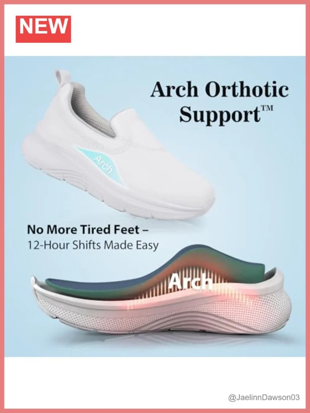 Women's Slip On Arch Support Nursing Shoes Lightweight Slip Resistant Work Shoes